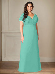 A-Line V-Neck Lace Chiffon Mother of the Bride Dress