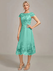 Dusty Rose A-Line Tea-Length Mother of the Bride Dress With Sequins