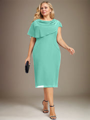 Sheath/Column Scoop Knee-Length Chiffon Mother of the Bride Dress With Beading