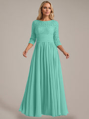 A-Line Scoop Floor-Length Chiffon Mother of the Bride Dress