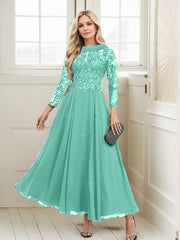 A-Line Scoop Neck Ankle-Length Chiffon Mother Of The Bride Dresses With Lace