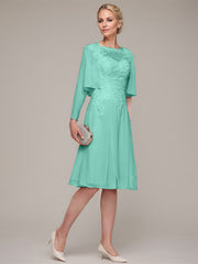 A-line/Princess Sleeveless Knee-Length Chiffon Mother of the Bride Dress With Jacket Appliqued Beading