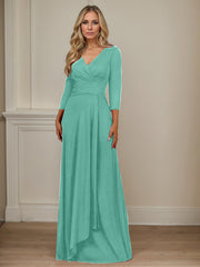 A-Line V-Neck Floor-Length Chiffon Mother of the Bride Dress