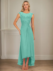 A-Line Scoop Asymmetrical Chiffon Mother of the Bride Dress