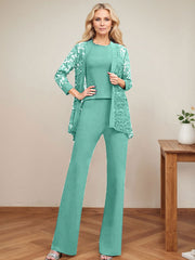 Jumpsuit/Pantsuit Scoop Neck Elastic Satin Mother Of The Bride Dresses