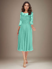 Plum A-Line Scoop Lace Chiffon Mother of the Bride Dress
