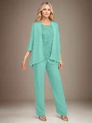 Stormy 3 Piece Long Mother of the Bride Pant Suits with Appliques