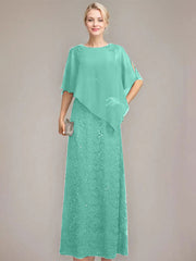 Sheath/Column Scoop Floor-Length Chiffon Lace Mother of the Bride Dress With Sequins Beading