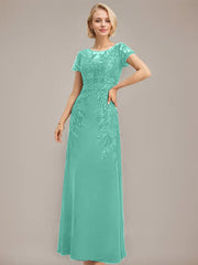 Sheath/Column Scoop Illusion Floor-Length Lace Chiffon Mother of the Bride Dress With Sequins