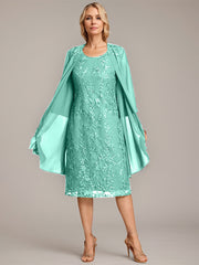 A-line Scoop Knee-Length Lace Mother of the Bride Dress With Sequins