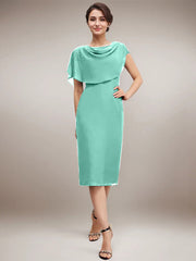Sheath/Column Scoop Knee-Length Chiffon Mother of the Bride Dress With Beading
