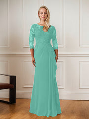 A-Line Floor-Length Scoop Chiffon Mother of Bride Dress
