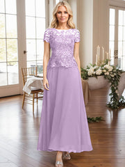 A-Line Illusion Neck Ankle-Length Chiffon Mother Of The Bride Dresses With Lace