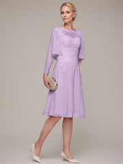 A-line/Princess Sleeveless Knee-Length Chiffon Mother of the Bride Dress With Jacket Appliqued Beading