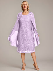 A-line Scoop Knee-Length Lace Mother of the Bride Dress With Sequins