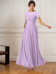 A-Line Boat-Neck Floor-Length Sequins Chiffon Mother of the Bride Dress