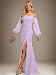 Trumpet/Mermaid Asymmetrical Floor-Length Chiffon Evening Dress With Pleated