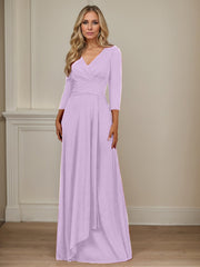 A-Line V-Neck Floor-Length Chiffon Mother of the Bride Dress
