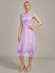 Dusty Rose A-Line Tea-Length Mother of the Bride Dress With Sequins