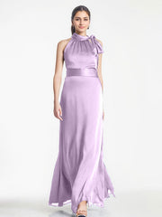 A-line Scoop Full-Length Chiffon Evening Dress