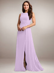 A-Line Scoop Floor-Length Sequins Chiffon Mother of the Bride Dress