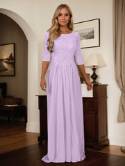 A-Line Scoop Floor-Length Chiffon Mother of the Bride Dress