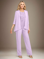 Stormy 3 Piece Long Mother of the Bride Pant Suits with Appliques
