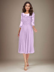 Plum A-Line Scoop Lace Chiffon Mother of the Bride Dress