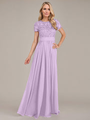 A-Line Scoop Floor-Length Chiffon Mother of the Bride Dress
