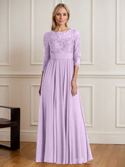 A-Line Scoop Floor-Length Sequins Chiffon Mother of the Bride Dress