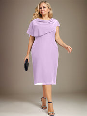 Sheath/Column Scoop Knee-Length Chiffon Mother of the Bride Dress With Beading