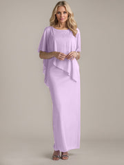 Sheath Scoop Floor-Length Beaded Mother of the Bride Dress