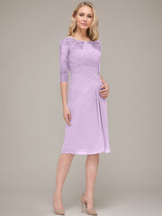 Sheath/Column Knee-Length Chiffon Mother of the Bride Dress With Jacket Appliqued Pleated