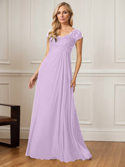 A-Line V-Neck Floor-Length Chiffon Mother of the Bride Dress