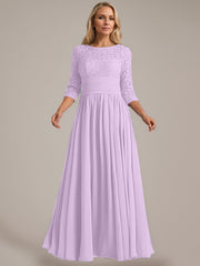 A-Line Scoop Floor-Length Chiffon Mother of the Bride Dress
