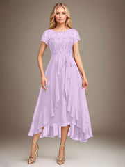 Asymmetrical Sequin Mother of Bride Dress with Appliques