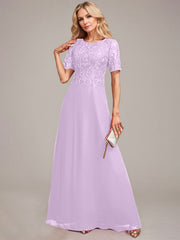 A-Line Round Neck Sequin Mother of Bride Dress With Appliques