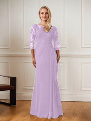 A-Line Floor-Length Scoop Chiffon Mother of Bride Dress