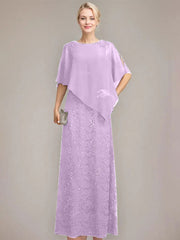 Sheath/Column Scoop Floor-Length Chiffon Lace Mother of the Bride Dress With Sequins Beading