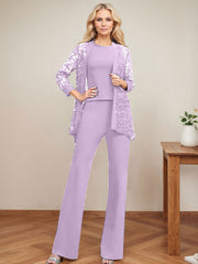 Jumpsuit/Pantsuit Scoop Neck Elastic Satin Mother Of The Bride Dresses