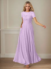 A-Line Boat-neck Sequins Chiffon Mother of the Bride Dress