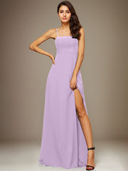 A-line Square Floor-Length Chiffon Evening Dress