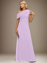 A-line Asymmetrical Floor-Length Chiffon Evening Dress With Pleated