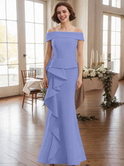 Off-The-Shoulder Cascading Ruffles Mother Of The Bride Dresses