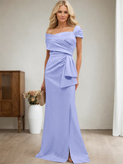 Elegant Wrap Sheath Mother Of The Bride Dresses With Split Front