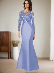 Scoop Neck Long Sleeves Floor-Length Satin/Sequined Mother Of The Bride Dresses