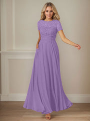 A-Line Boat-neck Sequins Chiffon Mother of the Bride Dress