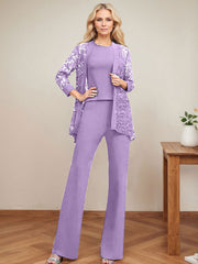 Jumpsuit/Pantsuit Scoop Neck Elastic Satin Mother Of The Bride Dresses