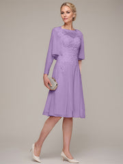 A-line/Princess Sleeveless Knee-Length Chiffon Mother of the Bride Dress With Jacket Appliqued Beading