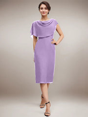 Sheath/Column Scoop Knee-Length Chiffon Mother of the Bride Dress With Beading